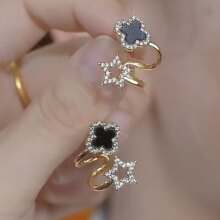 韩版时尚小众耳饰S925银针欧美时尚花朵镶钻新款几何耳钉耳饰