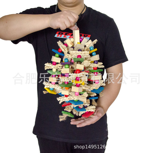 Bird supplies parrot toys bird toys wooden pole colored beads square corn leaves biting climbing string
