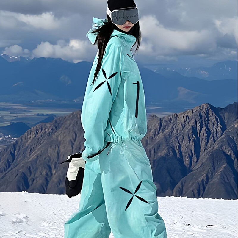 Fuyan Green Ski Suit Set for Men and Women, 2025 Winter New Style, Outdoor Windproof and Waterproof Snowboard Couple's Snow Jacket