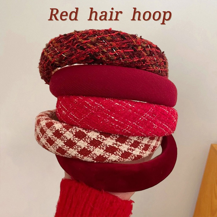 Diadema accesorios para el cabello de alto grado grutas de cabello rojo horquilla alta Cráneo accesorios superiores diadema Mori chica internet celebridad tocado Año Nuevo color