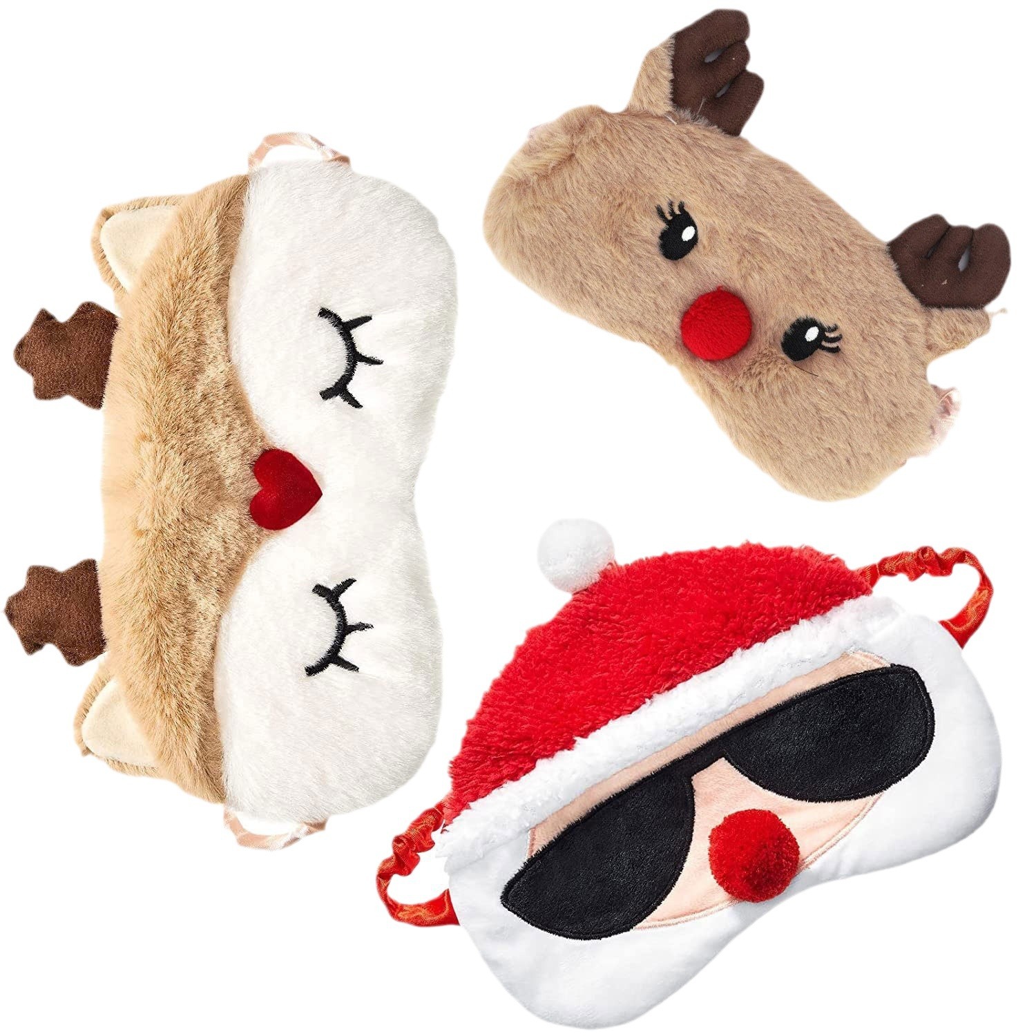 Santa muñeco de nieve dormir máscara de ojo de peluche de dibujos animados ciervo Navidad máscara de ojo Reno ELK divertido sombreado máscara de ojo