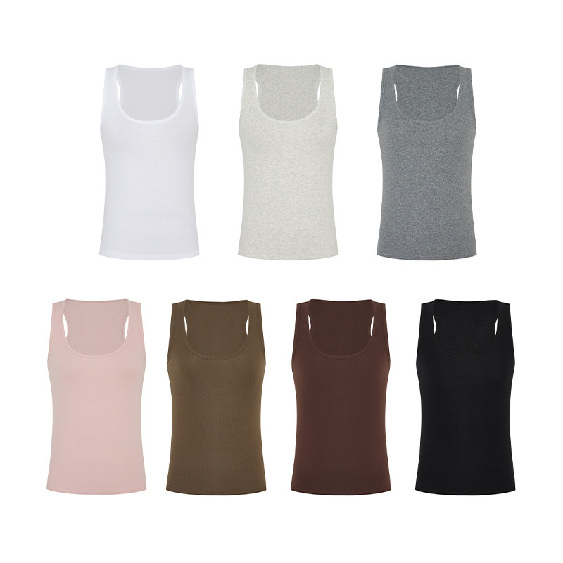 Moses Queen/モーゼスクイーン レトロ香港風 シンプルベスト Tシャツ レディース 夏 スリム U字ネック 無地 インナー|undefined
