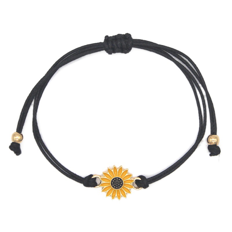 Girasol girasol Margarita pulsera transfronteriza Amazon Venta caliente europea y americana cera hilo tejido amistad aleación pulsera