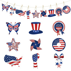 2023 American Independence Day Outdoor Courtyard Branch Indoor Rattan Hanging Decor Dwarf Stars and Stripes Badge Wholesale Custom 