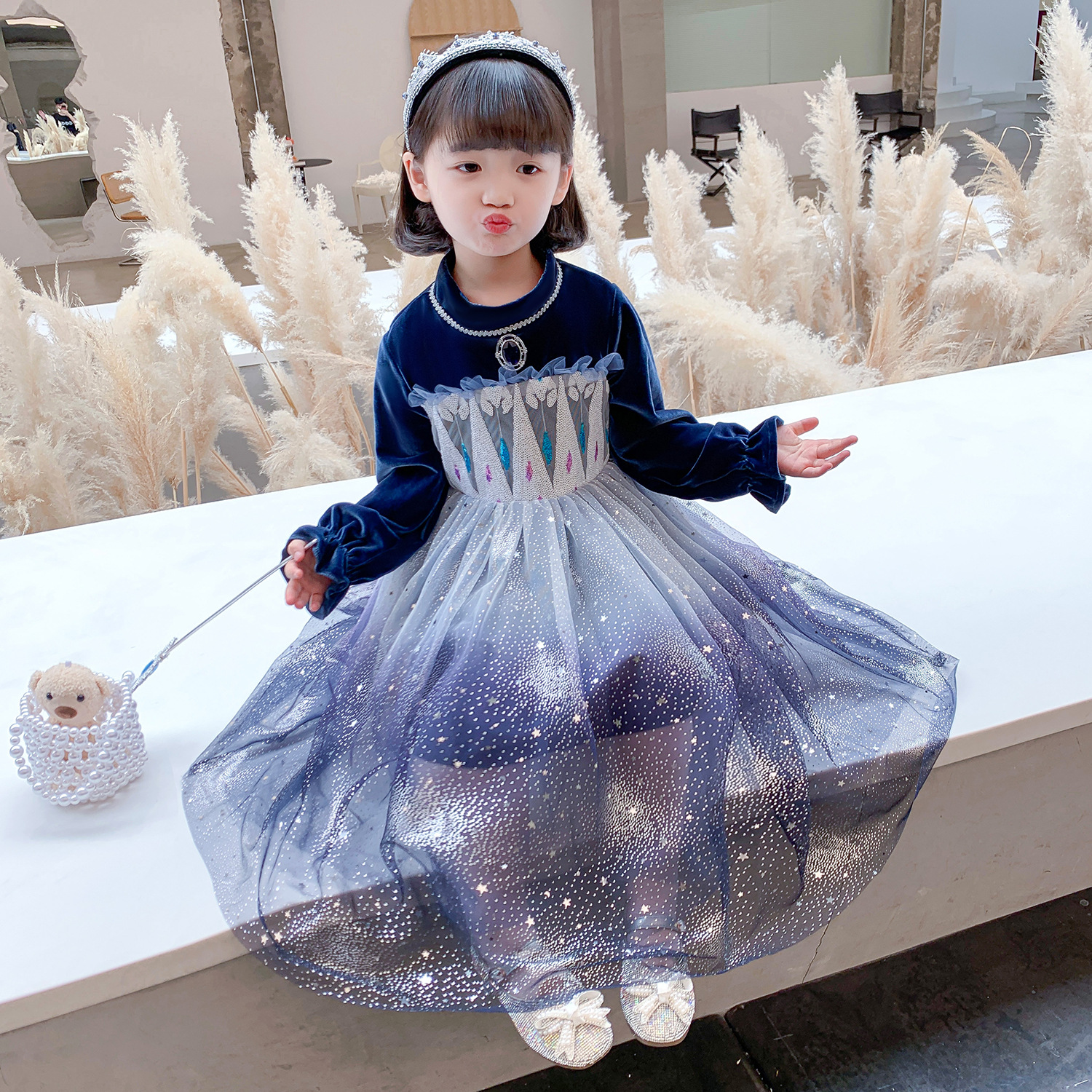 Girls Winter Long Sleeve Snow Queen Elsa Dress