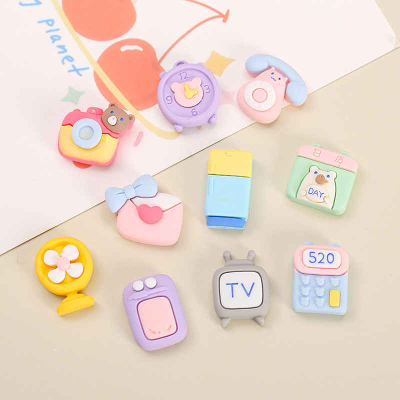 Clock small TV new diy cream glue mobile phone case resin accessories jewelry hair clip material wholesale