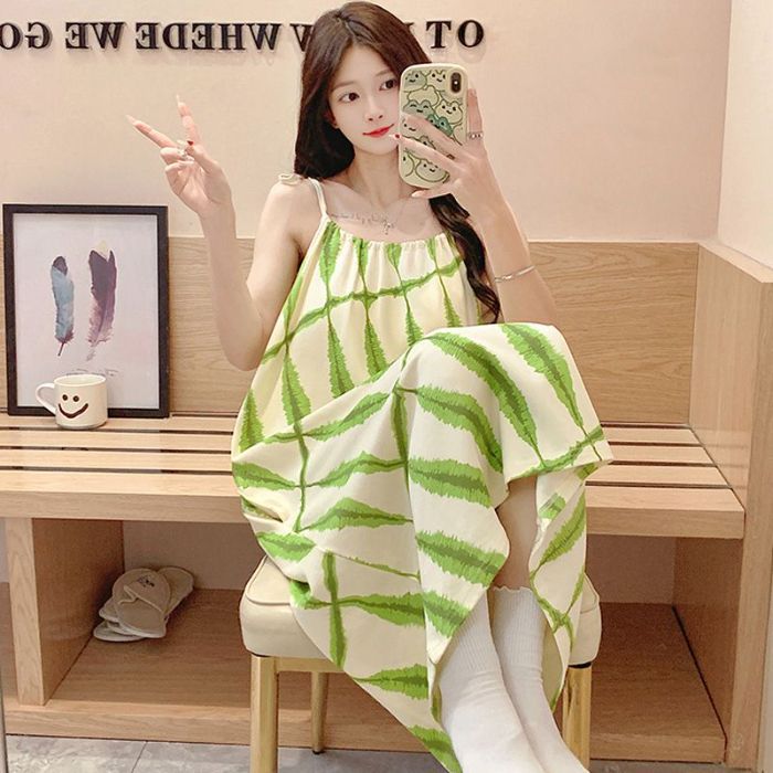 Camisón de longitud media para mujer verano dulce y lindo cabestrillo nube algodón estilo princesa pijama verano holgado servicio a domicilio