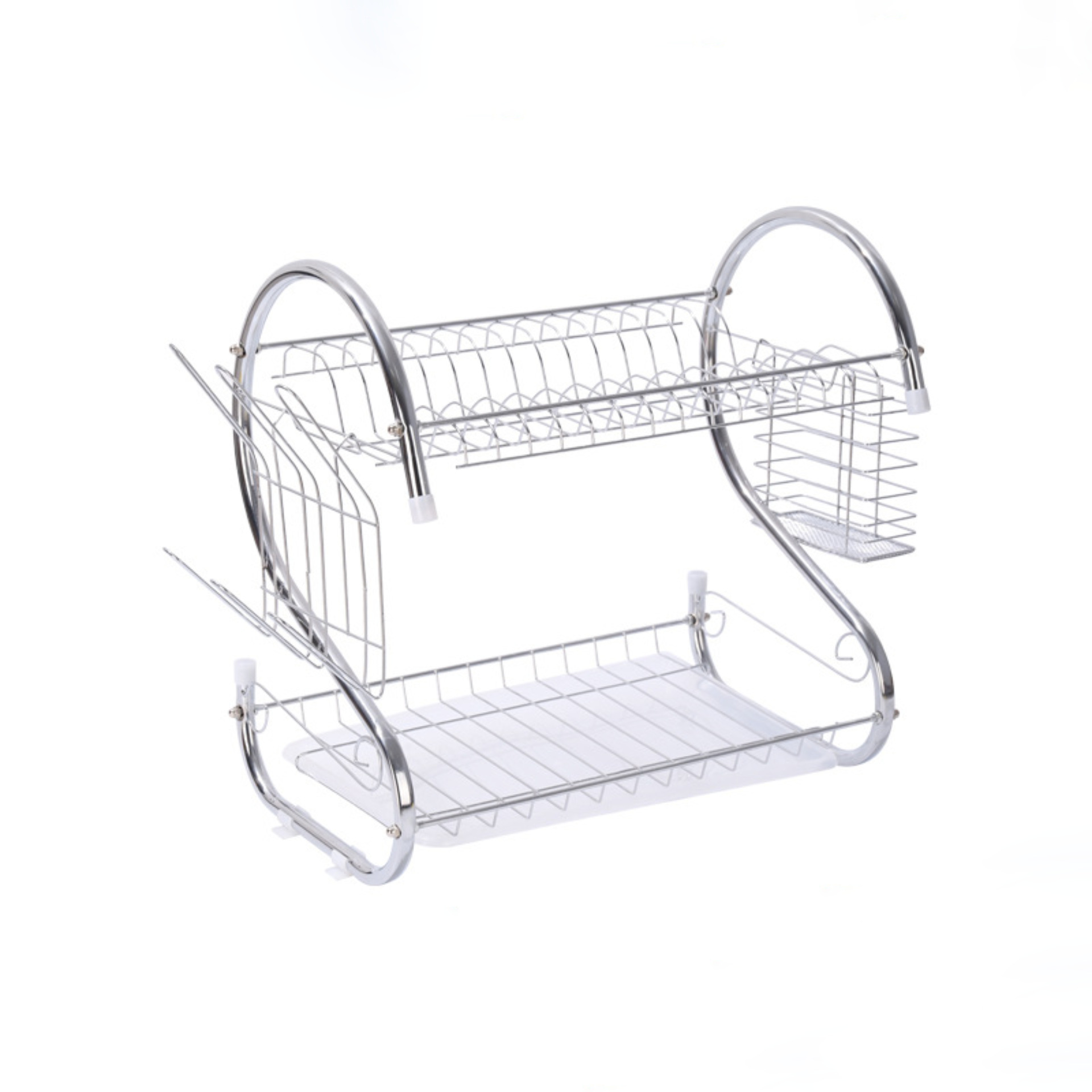 Estante de Almacenamiento para Cocina, Escurridor de Platos de Acero Inoxidable, Tubo de Acero en Forma de S, Doble Capa, Suministros de Almacenamiento, Estante de Metal, Fabricante