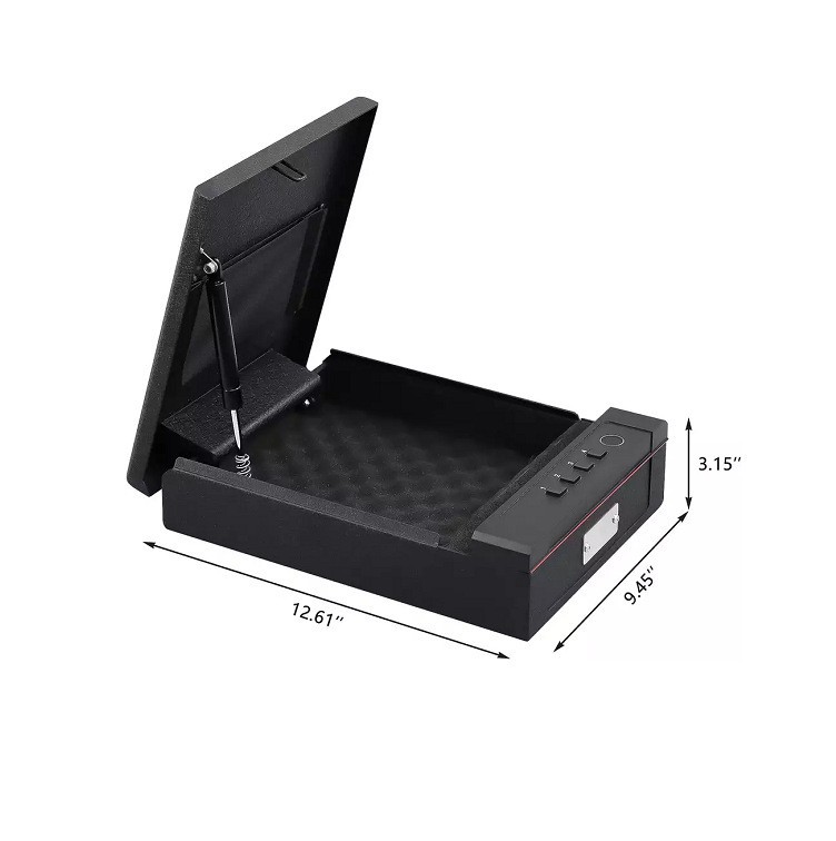 T11亚马逊热销手枪盒指纹密码液压杆上翻式开门可固定安装