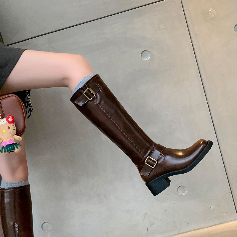 Retro belt square toe