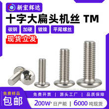 碳钢加硬十字大扁头机丝TM镀镍蘑菇头伞头平尾机螺钉螺丝m3