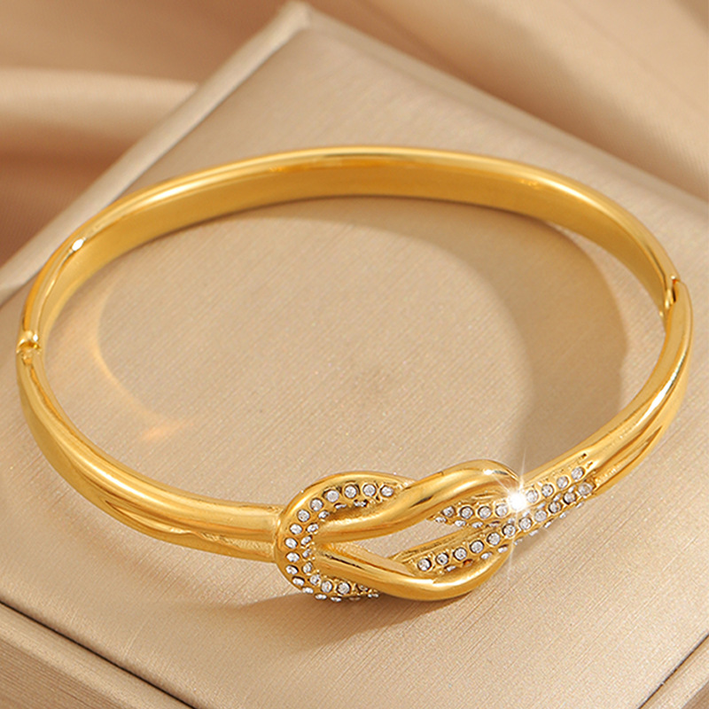 Brazalete de acero de titanio de moda europea y americana para chicas 18k oro no decolor joyas de acero de titanio joyas image 5
