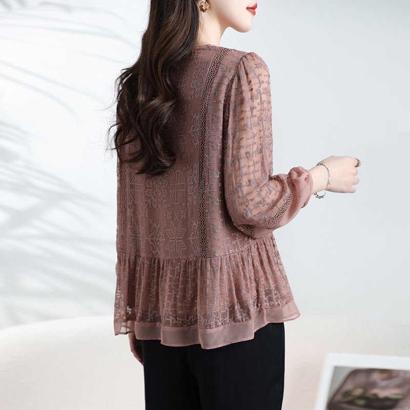 200斤の高級サイズ2024新高級上着女性中年ママ気質tシャツ刺繍洋気春夏|undefined