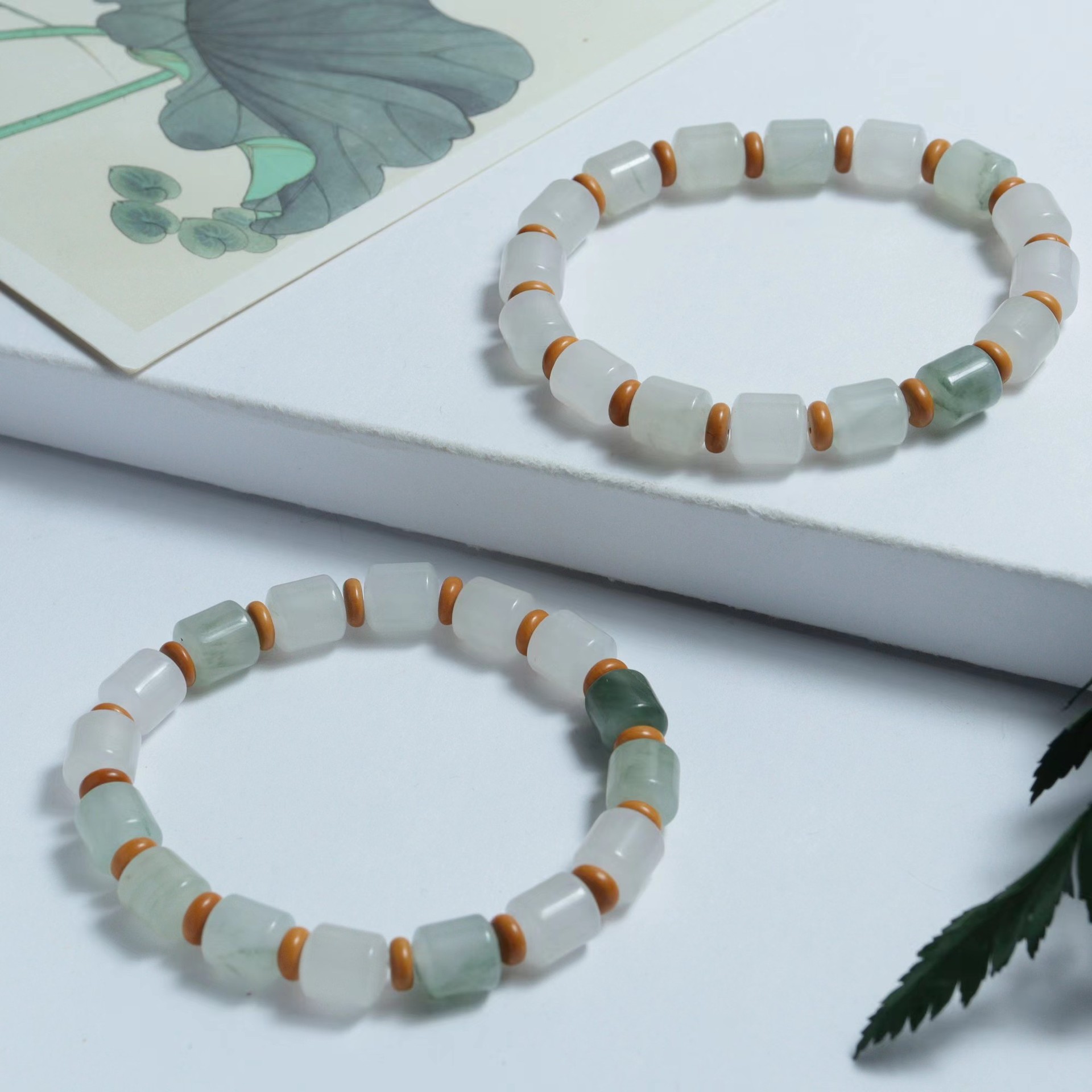 Tianshan pulsera de jade azul para mujeres Xinjiang oro jade blanco jade cuentas DIY multi anillo flotante calabaza pulsera al por mayor