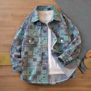 Boys' Autumn Denim Jacket Stylish 2025 New Children's Autumn Shirt for Older Kids Spring and Autumn Trendy Street Style