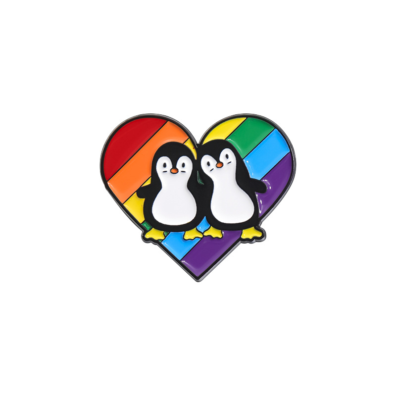 Cute Style Cute Pin Penguin Rainbow Heart Shape Alloy Stoving Varnish Unisex Brooches