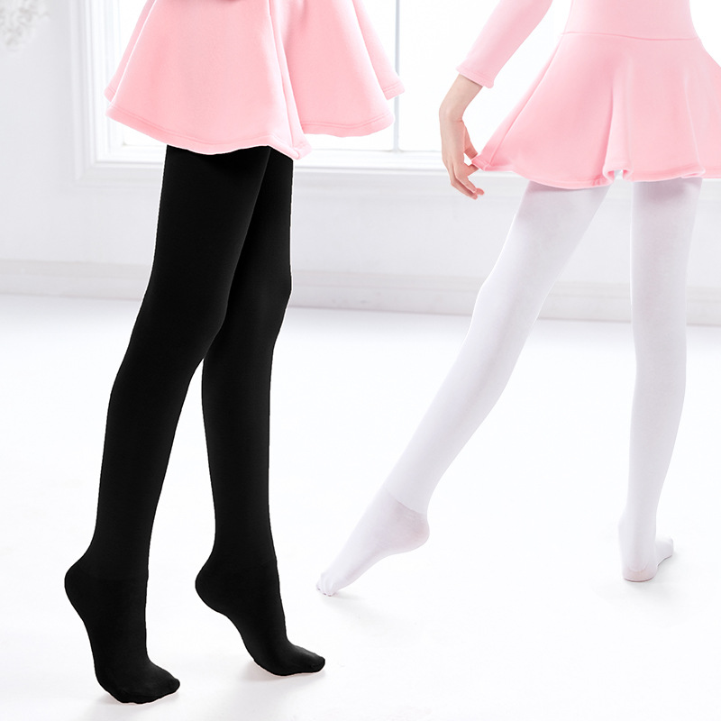 Calcetines de baile de las niñas pantimedias forradas de vellón engrosadas Otoño e Invierno Dragon vellón blanco medias de los niños polainas de terciopelo fino práctica