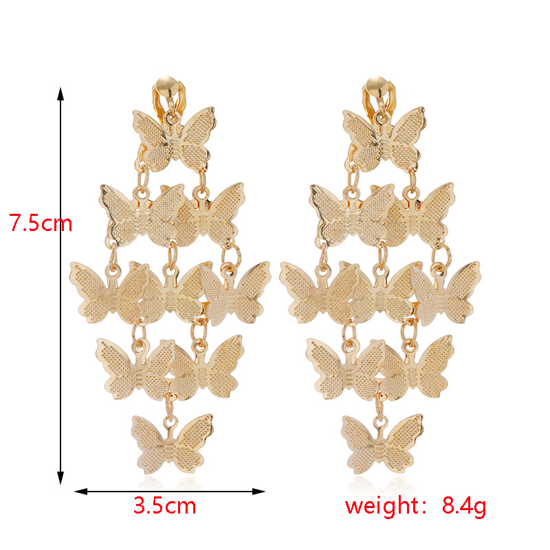 New earrings fashion long metal stitching butterfly leaf earrings
