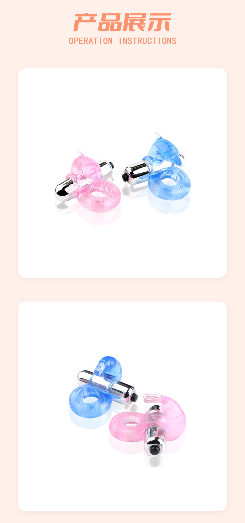 Animal Vibrating Lock Ring for Couples, G-Spot and Prostate Stimulation, Pink TPE — detail image 10