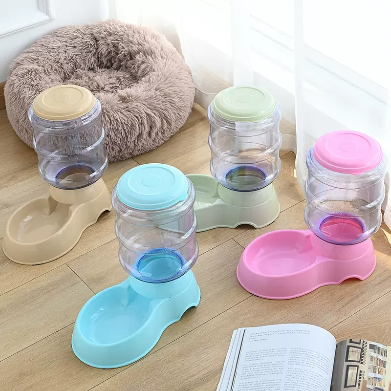 宠物自动喂食器大容量3.8L猫咪狗狗饮水器喂水喂食组合储粮桶猫盆