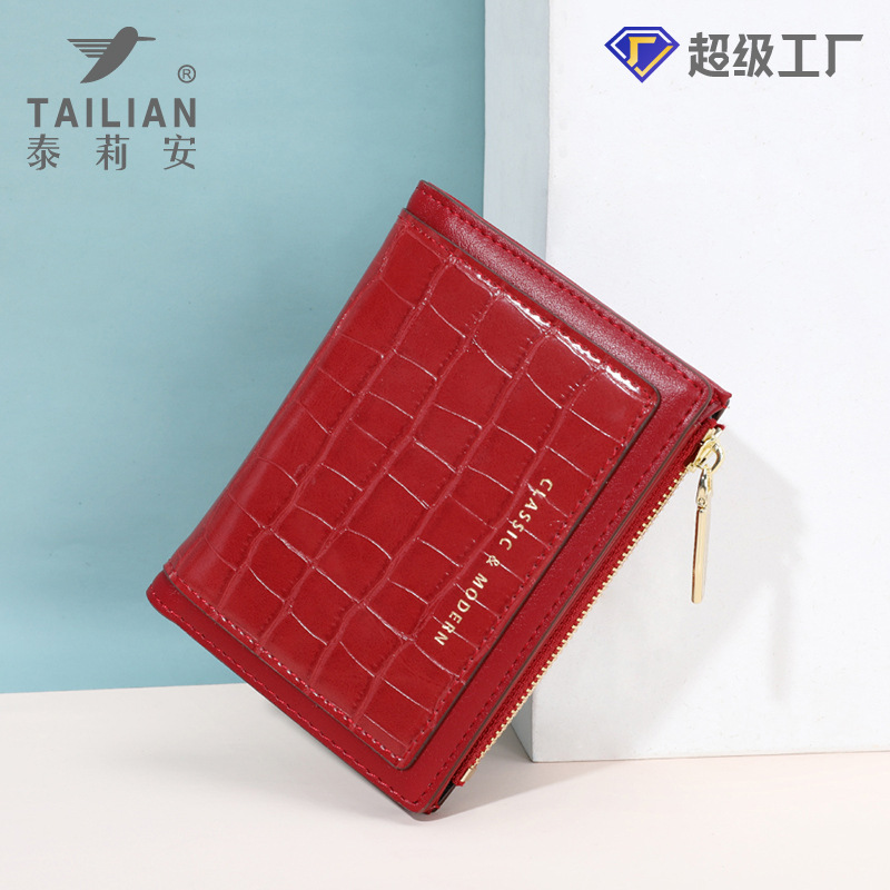 Monedero clásico Tailian con estampado de cocodrilo, cartera corta de PU, bolso cruzado plegable para mujer, Tailian