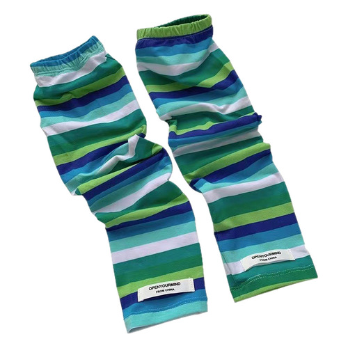 Summer Striped Color-blocked Sunscreen Arm Sleeves for Women, Loose Fit Cycling Sunshade UV Protection Colorful Arm Guards