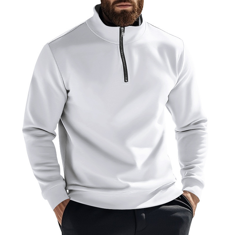 Sweatshirt homme en molleton avec col zippé hiver automne_voghion.com