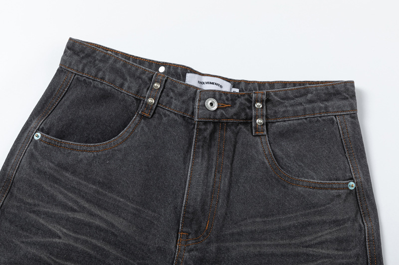 Men's Clothing retro multi-strand split jeans men's ins Fashion brand casual loose wide-leg trousers_voghion.com