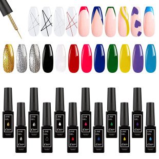 Cross-border hot new 12-color cable glue 3D painting phototherapy glue platinum solid color line painting glue wholesale