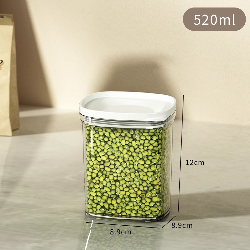 Latas selladas, granos integrales, almacenamiento de cocina, productos secos de grado alimenticio, cajas de plástico transparente, bocadillos, latas de almacenamiento de té