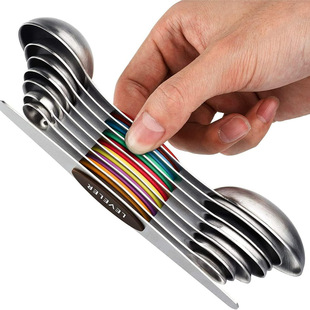 Cross-Border Magnetic Overlapping 430 Stainless Steel Double-Headed Measuring Spoon One-Piece Set with Scale Multi-Functional Measuring Spoon Fcm