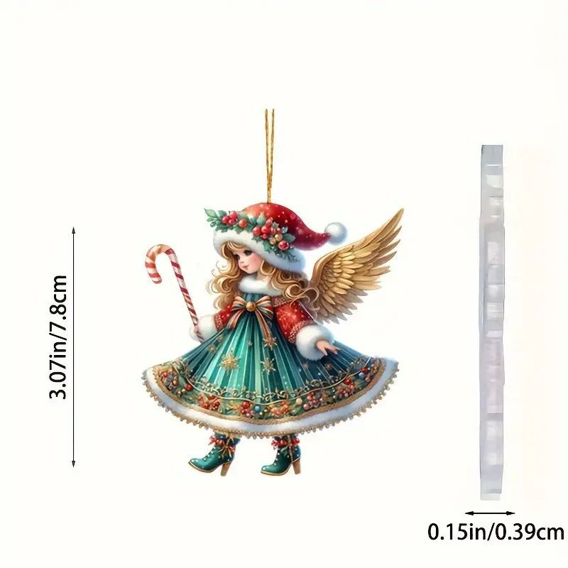 Nuevo encantador colgante de ángel de Navidad acrílico plano transfronterizo colgante de decoración de espejo retrovisor interior image 5