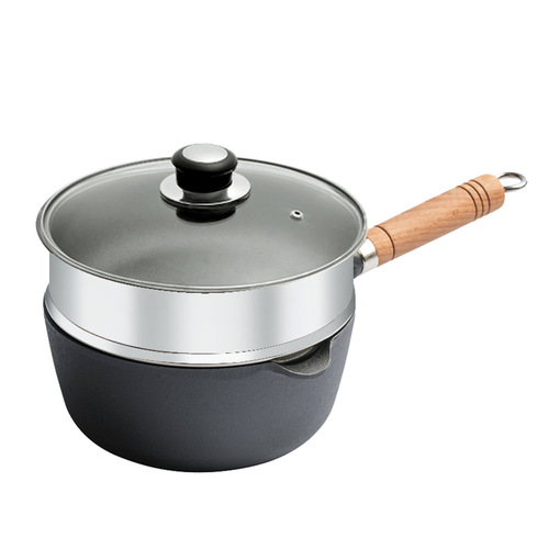 Non-stick cast iron baby food iron supplement soup pot for infants and toddlers, small pot for heating milk, cooking noodles, stewing, and frying