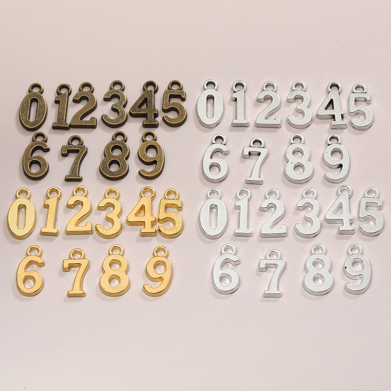 Alloy Numbers 0-9 Pendants DIY Handicraft Materials Accessories Bracelet Necklace Mobile Phone Chain Pendant Alloy Numbers 0-9 Pendants DIY Handicraft Materials Accessories Bracelet Necklace Mobile Phone Chain Pendant
