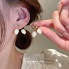 Silver needle, fresh earrings from pearl, flowered, city style, simple and elegant design, wholesale