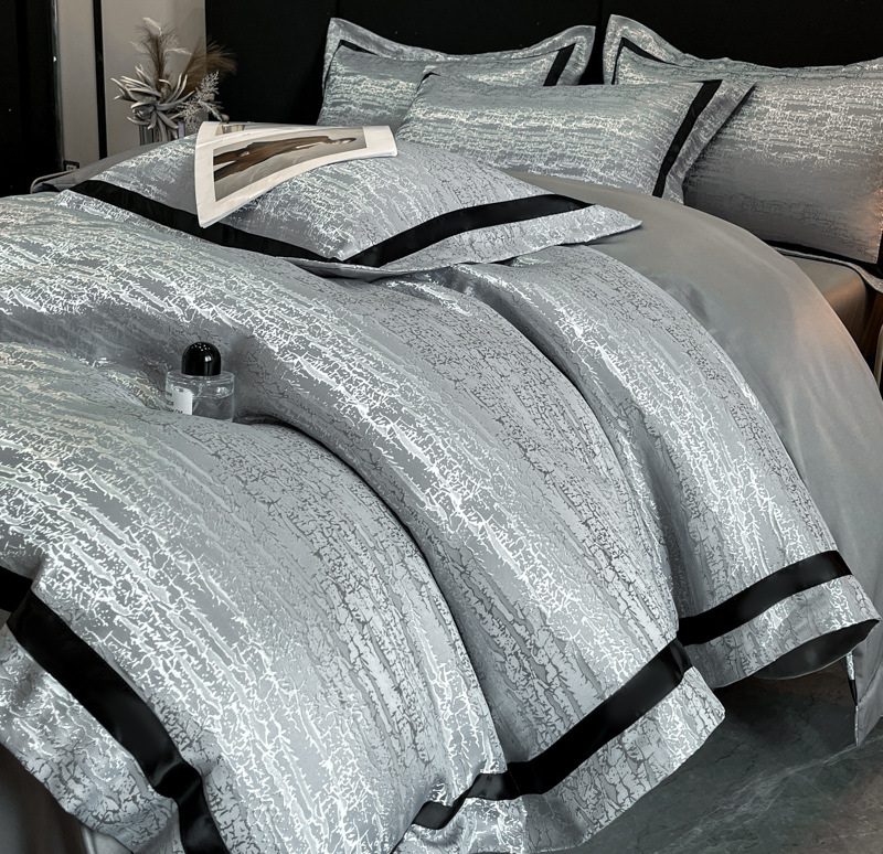 Juego de cuatro piezas de seda lavada, funda de edredón de seda de hielo, sábana de dormitorio principal de lujo ligero de verano