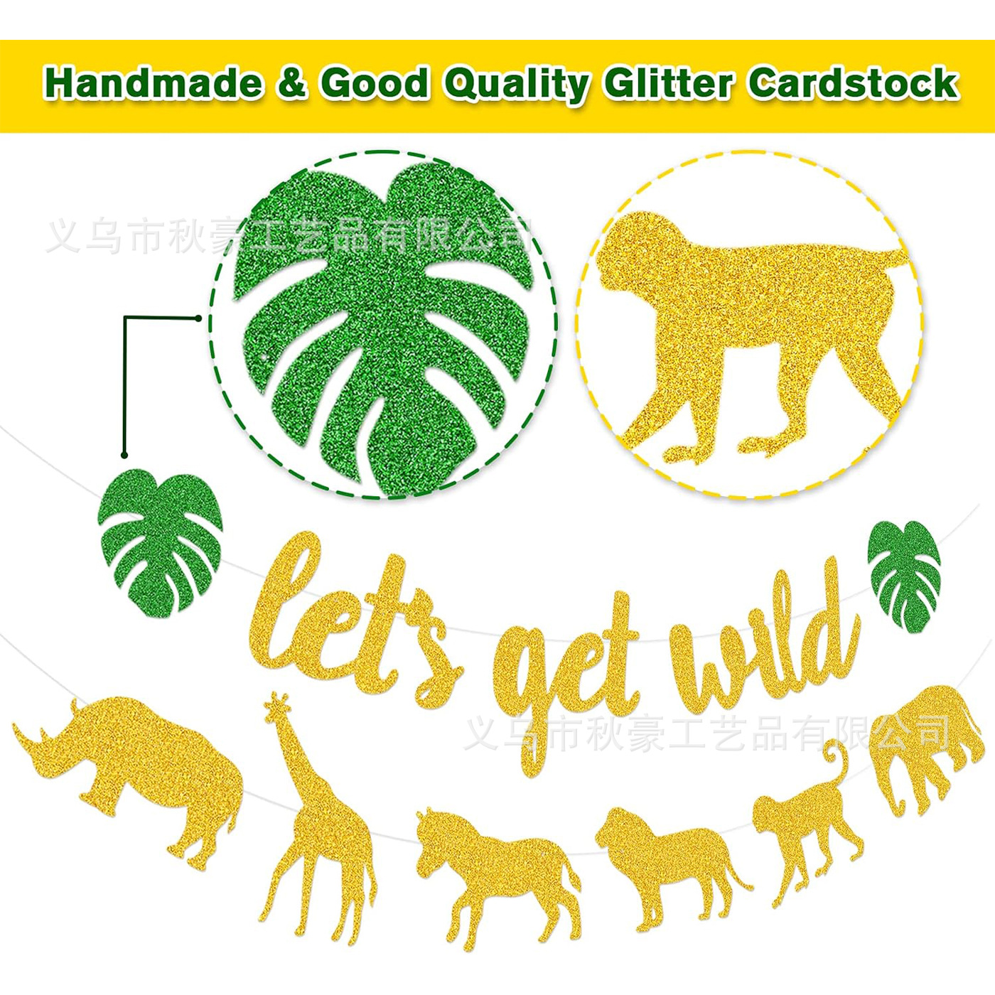 Bosque Jungle Animal Party Wild One Party Decoración de cebollas doradas Banderas Anniversario Fiesta de cumpleaños