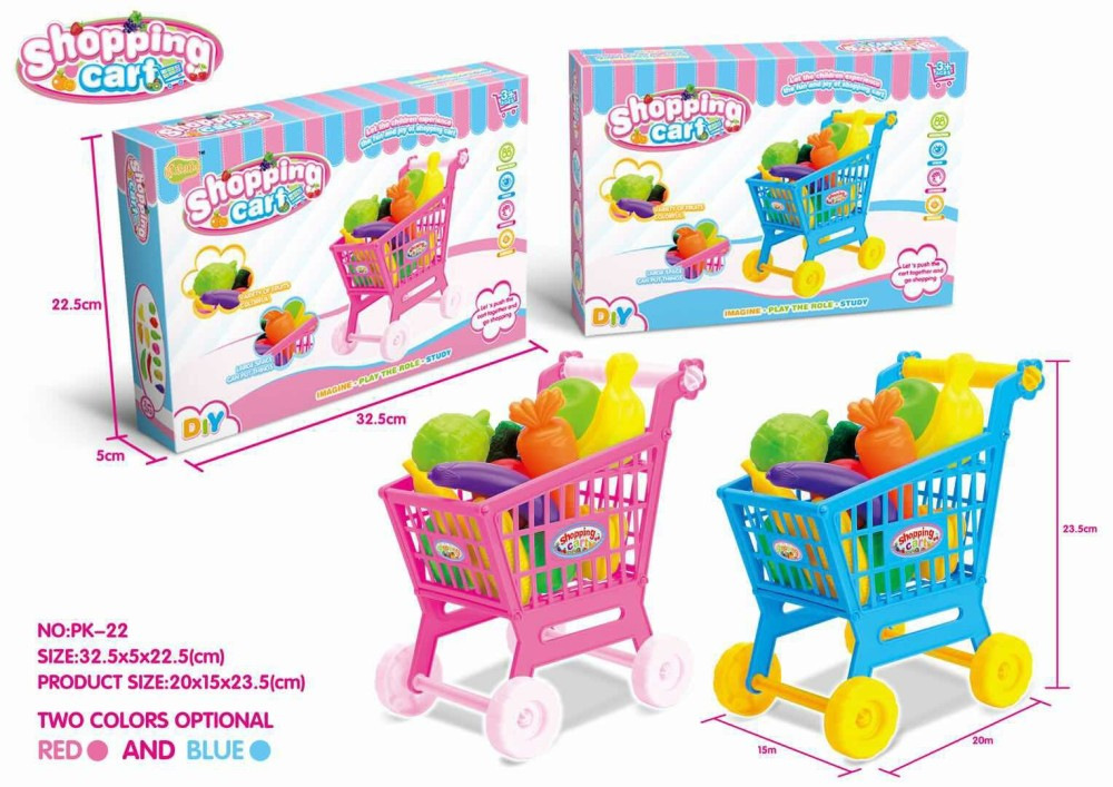 Amazon Carrito de compras de supermercado infantil de dibujos animados simulación de frutas y verduras carro muñeca juguetes caseros
