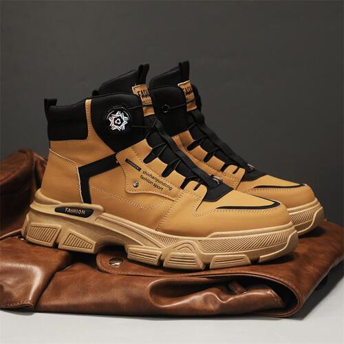 Men's Shoes 2025 Spring Retro Workwear British Style Outdoor Hiking Durable Leather Waterproof Men's Martin Boots