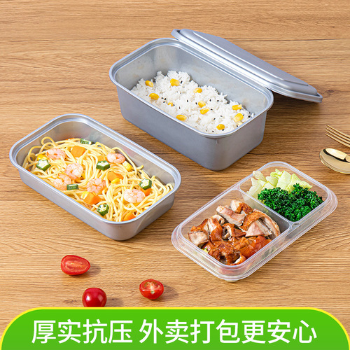 Saizhuo disposable lunch box packaging box rectangular plastic fast food lunch box salad food box take-out lunch box double layer