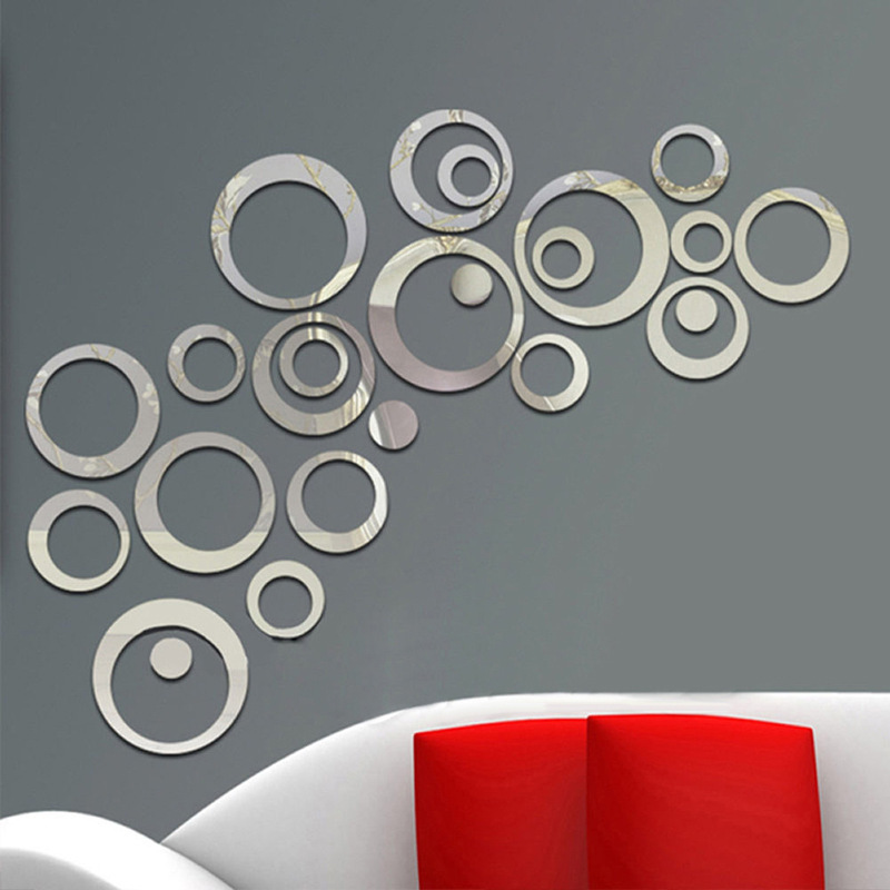 Pegatinas de espejo 3D para pared, diseño circular DIY, decoración moderna del hogar y fondo de pared