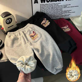 儿童加绒卫裤男女童秋冬款长裤宝宝绒冬季外穿百搭一体绒保暖裤子