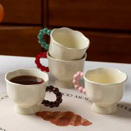 法式陶瓷杯手彩杯子高颜值情侣茶杯咖啡杯搅拌杯超市批发供应跨境