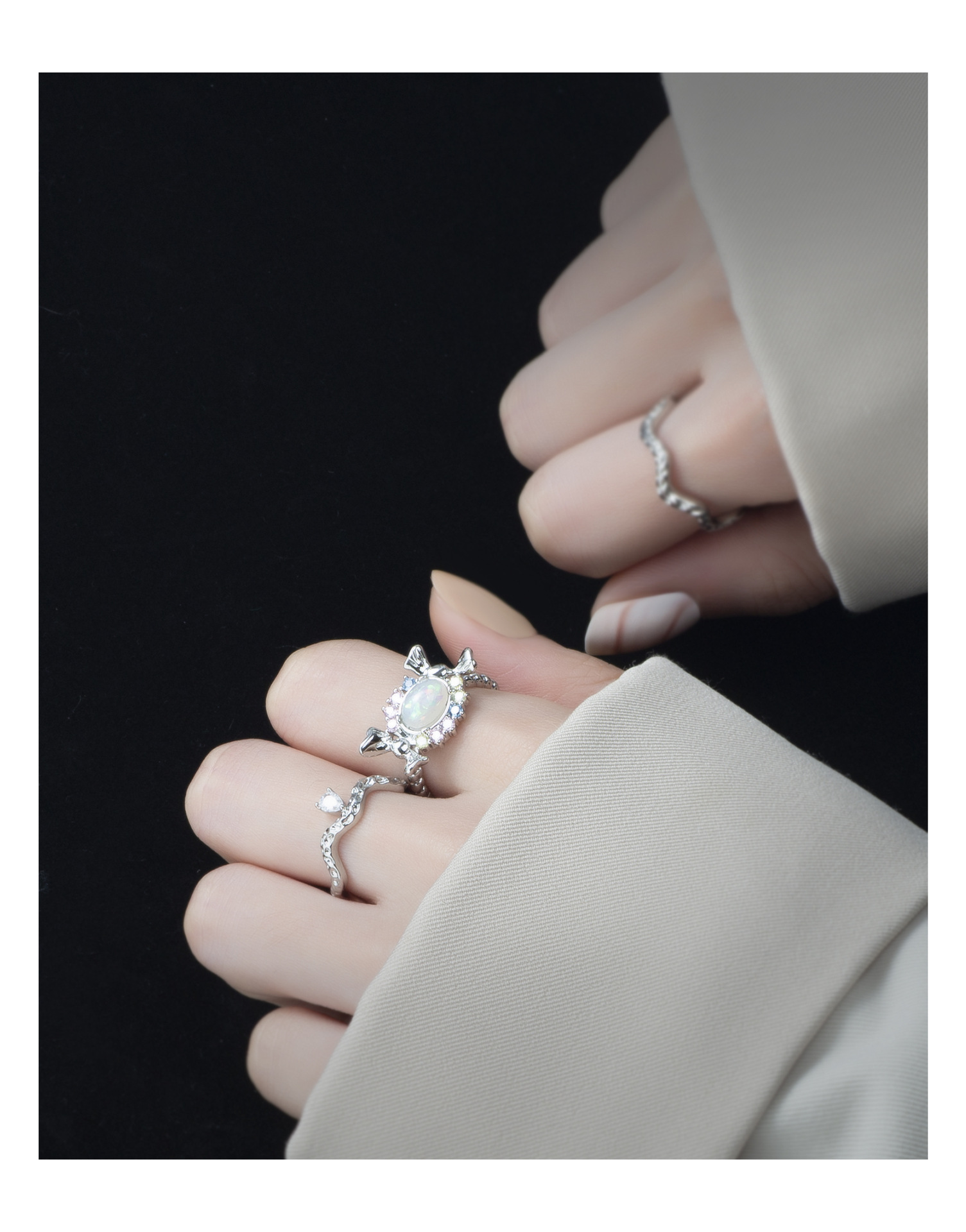 Fashion Bow Knot Copper Plating Inlay Artificial Gemstones Zircon Rings 1 Piece