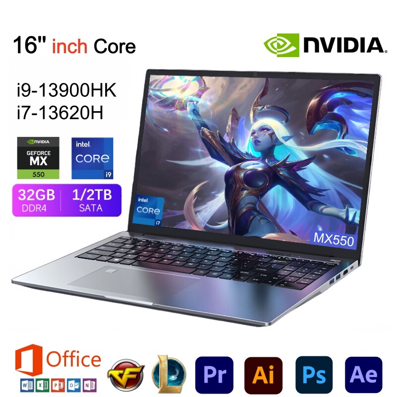 In Stock 16inch Core I7/I9 High-Performance Laptops Mx550 Dedicated Graphics 4g All-Round Gaming Laptops Wholesale