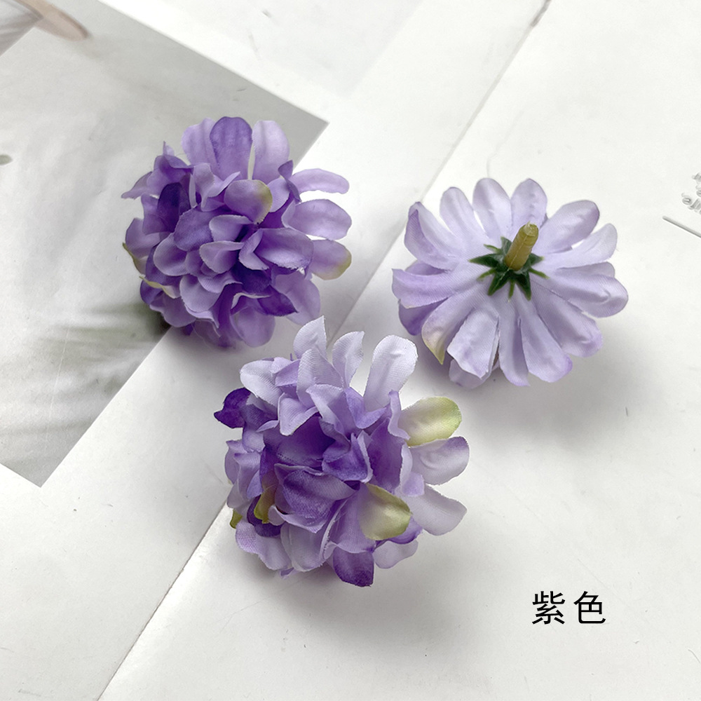 Simulación multicapa hortenida crisantemo cabeza DIY hecha a mano tocado material flor artificial decoración de la sala de bodas diseño de fondo de pared