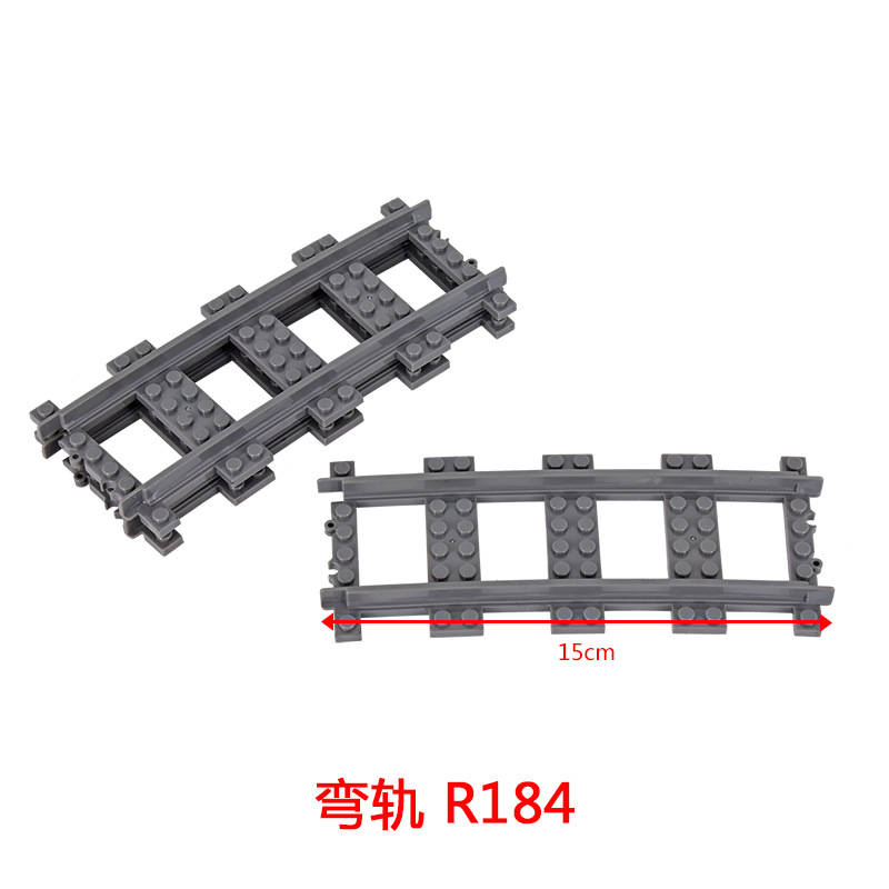 Bloques de construcción de tren de la ciudad Tren de la vía recta carril curvo carril Tenedor carril suave piezas de montaje Juguetes