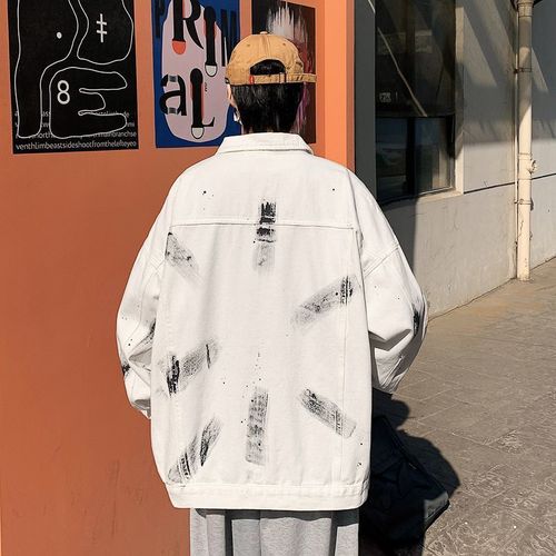 Men's Spring/Fall Hong Kong-style Retro Graffiti Long-Sleeve Jacket—Loose Fit, Trendy, and Perfectly Versatile for Casual Outfits