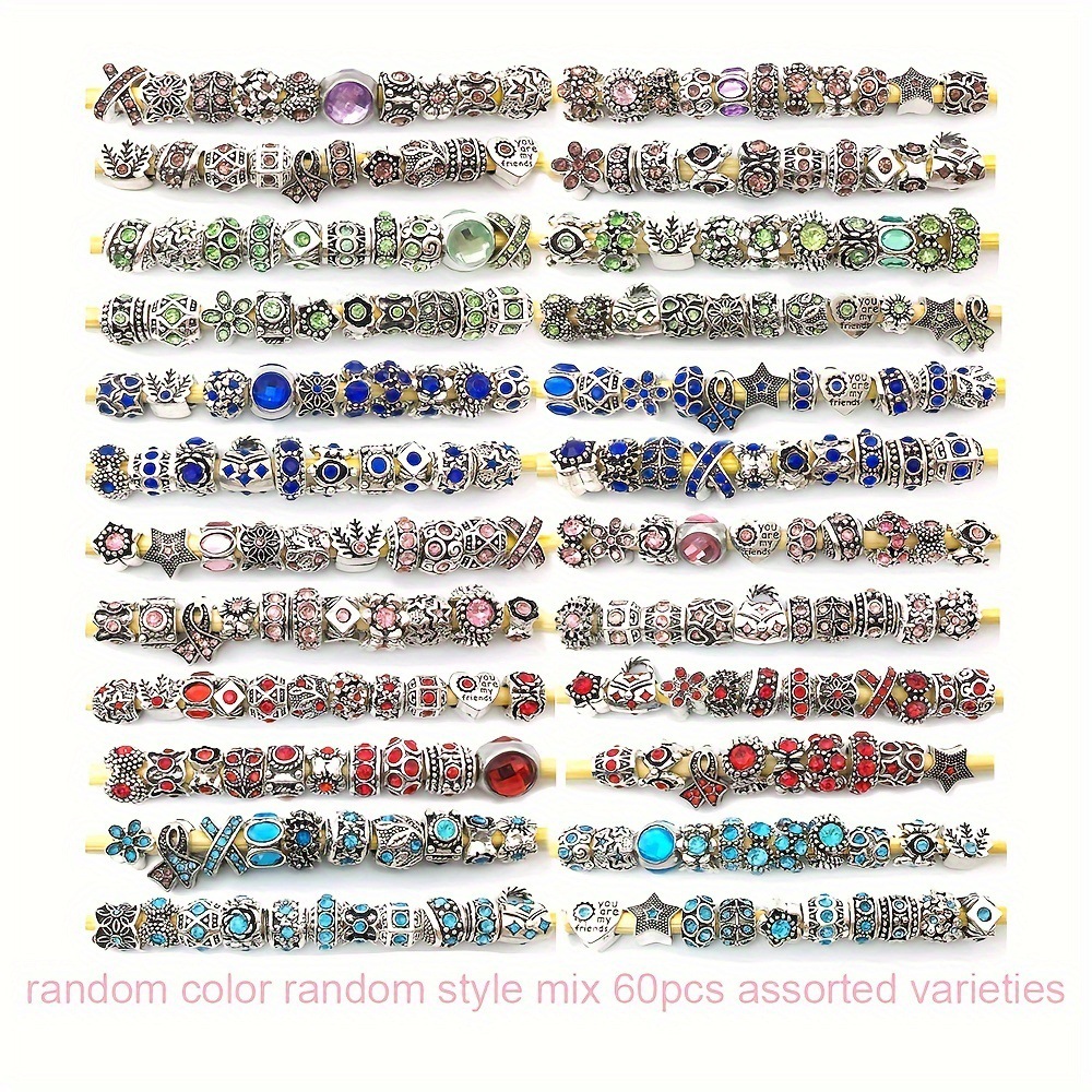 thumbnail image 1 of 60 Pieces Assorted European Beads with Metal alloy金属合金珠, 1 of 4