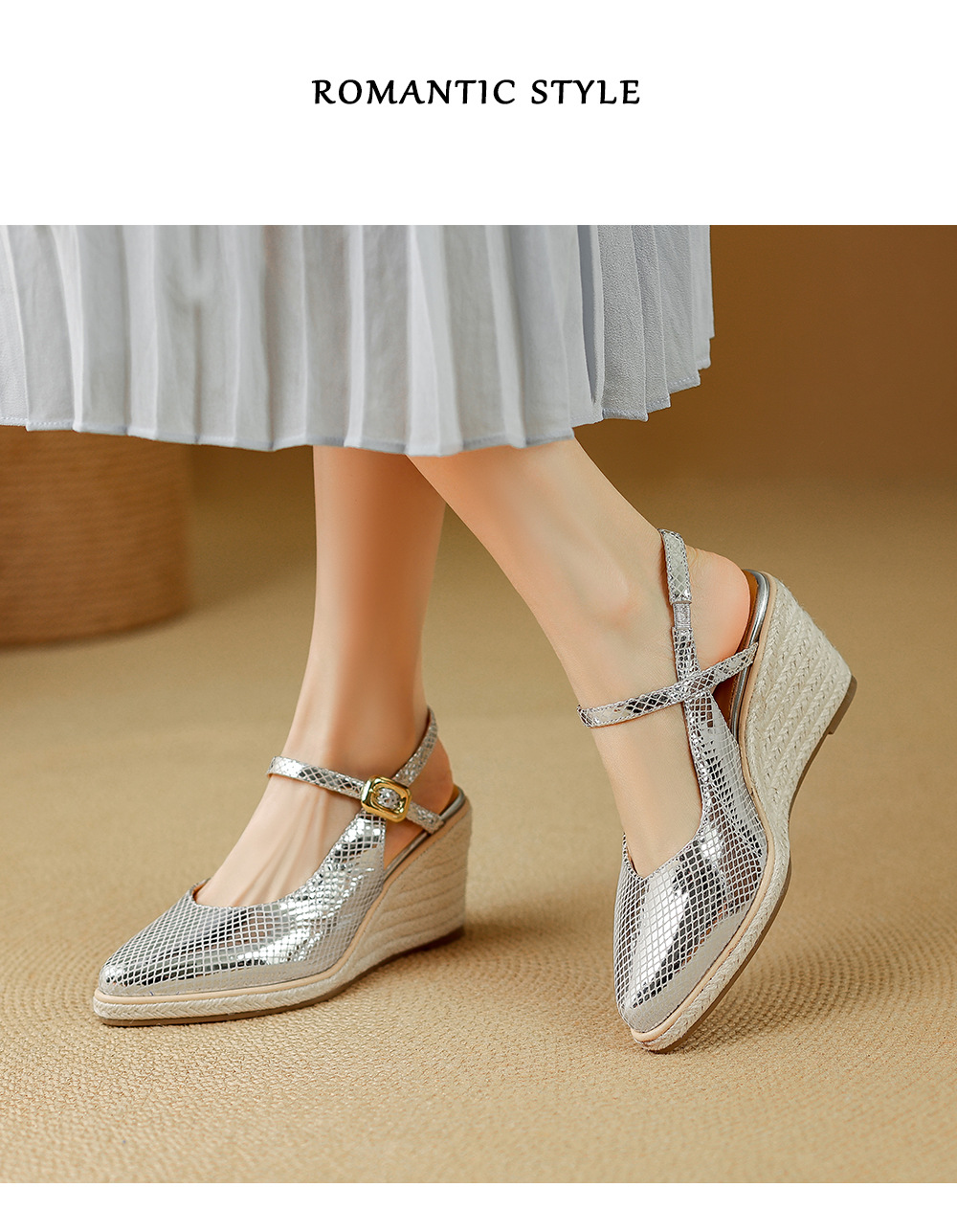 Sandal cao gót nữ mũi nhọn quai ngang đế xuồng gót 9 cm — màu vàng, bạc chi tiết 9